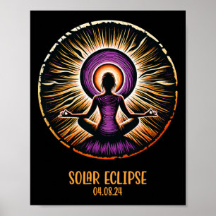 Poster Totalidade Eclipse Solar Total de 8 de Abril Mulhe