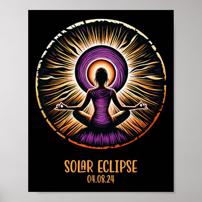 Poster Totalidade Eclipse Solar Total de 8 de Abril Mulhe (Frente)