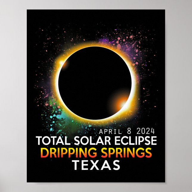 Poster Totalidade Total Solar Eclipse Total do Texas 2024 (Frente)