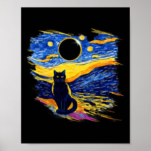 Poster Totality Solar Eclipse 2024 Starry Night Van Gogh
