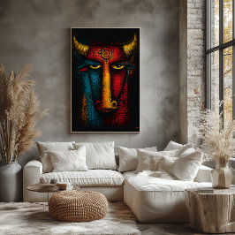 Poster Totem Touro Primal Arte Abstrata – Expressionista