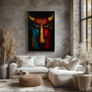 Poster Totem Touro Primal Arte Abstrata – Expressionista