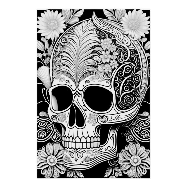Pôster Totenkopf mit Ornamenten (Frente)