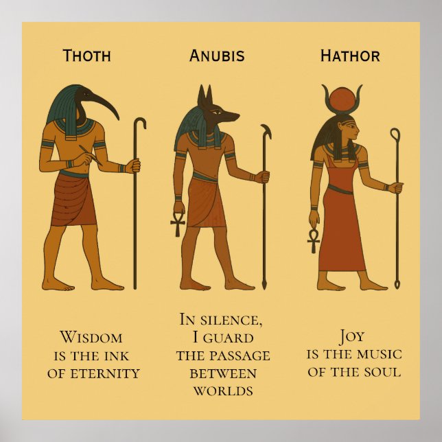 Poster Toth, Anúbis & Hathor - Divindade do Antigo Egito (Frente)