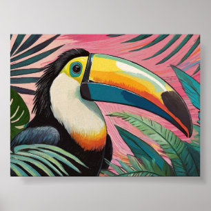 Poster Toucan Oil Painting Pink Wall Art