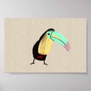 Poster Toucano de pássaro tropical brilhante na Canvas d