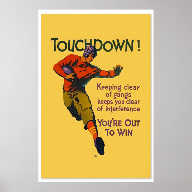 Poster Touchdown! - Incentivo de Trabalho Temático de Fut (Frente)