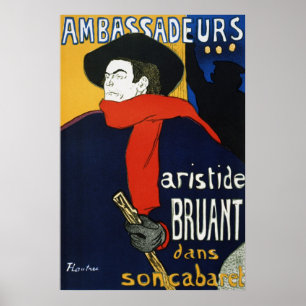 Pôster Toulouse-Lautrec Ambassadeurs Aristide Bruant