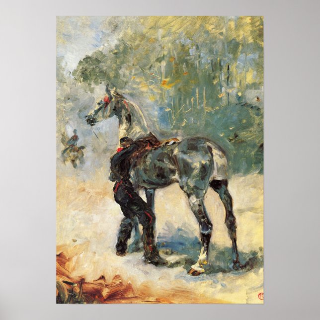 Poster Toulouse-Lautrec - Artileryman Saddling Suas Horas (Frente)