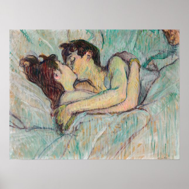 Poster Toulouse-Lautrec - Na Cama, O Beijo (Frente)