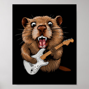 Poster Toupeira engraçada tocando guitarra músico para o