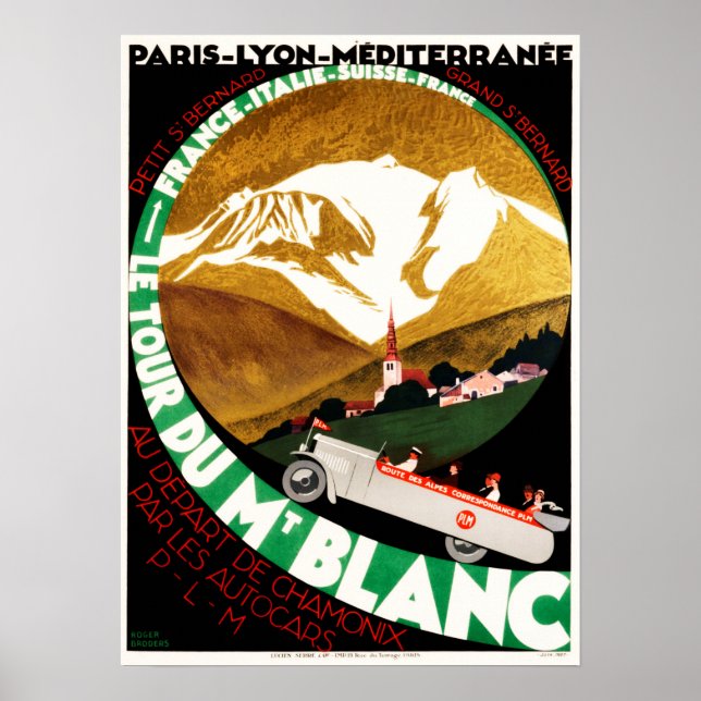 Poster Tour Du MONT BLANC Chamonix Old Swiss Viagem (Frente)