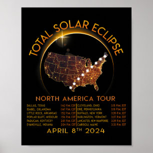 Poster Tour Total de Camisas Eclipse Solares Na América 8