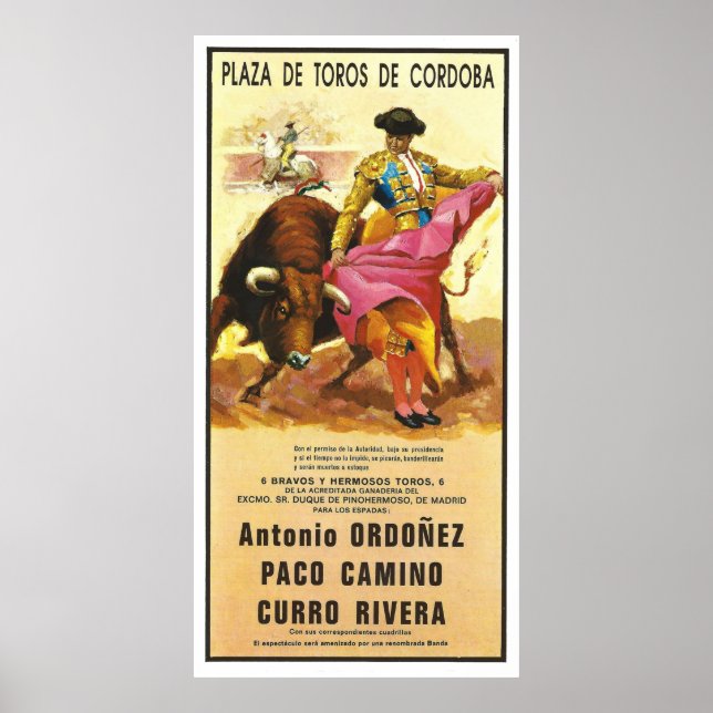 Poster tourada, Plaza del Toros, Córdova, Espanha (Frente)