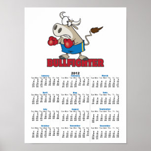 Poster toureiro divertido boxeador touro personagem de de