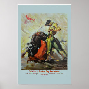 Poster Toureiro Mexicano Clássico dos Anos 40 Estilo Vint