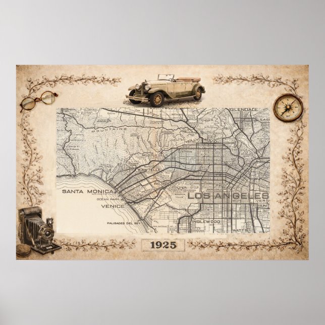 Poster Tourist Road Map of the Westside of Los Angeles  (Frente)