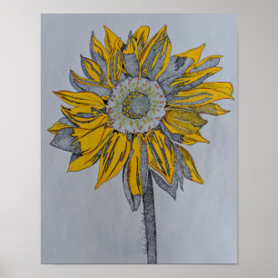 Poster Tournesol, girassol, flor amarela, arte amarela