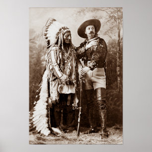 Poster Touro Sentado e Buffalo Bill Por Volta de 1885