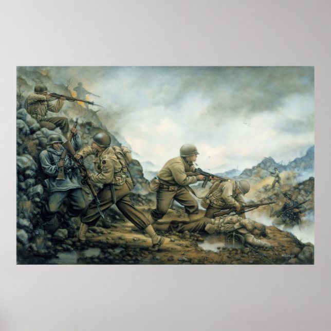 Pôster Touro Vermelho na Linha de inverno por Donna Neary (Frente)