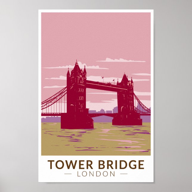 Poster Tower Bridge London Viagem Art Vintage (Frente)