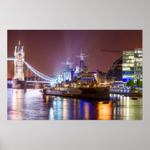 Poster Tower Bridge Navio de Guerra Histórico Londres