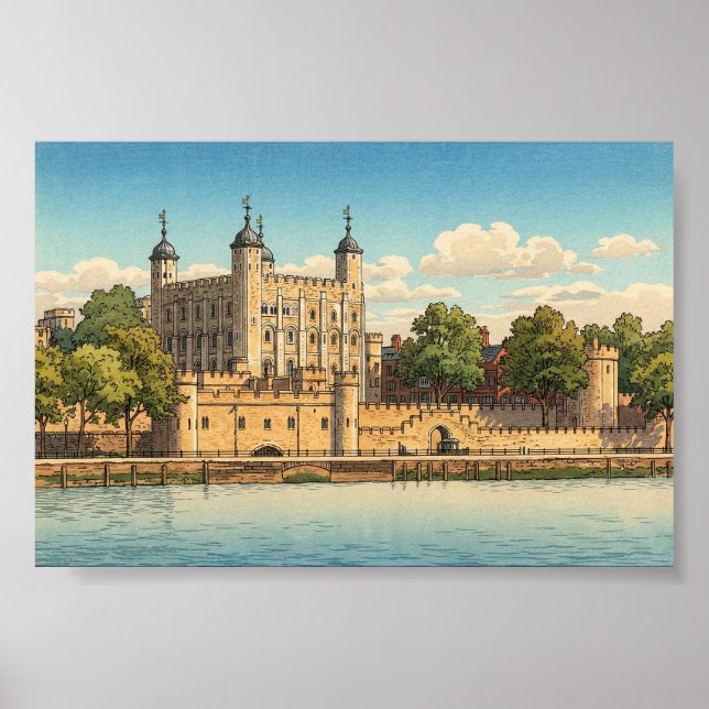Poster Tower of London Japanese Woodblock Print (Frente)