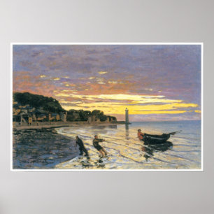 Pôster Towing a boat, Honfleur, 1864, Claude Monet
