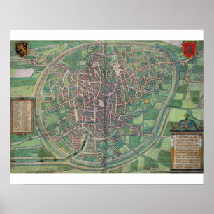 Poster Town Plan of Brussels, from 'Civitates Orbis Terra