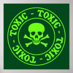 Poster Toxic Green Skull and Crossbones