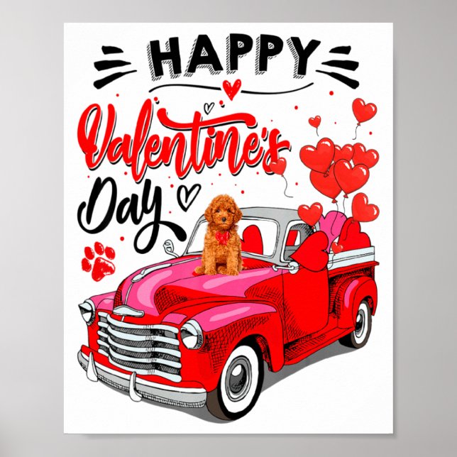 Poster Toy Odle Heart Red Truck Happy Valentine Day Dog  (Frente)