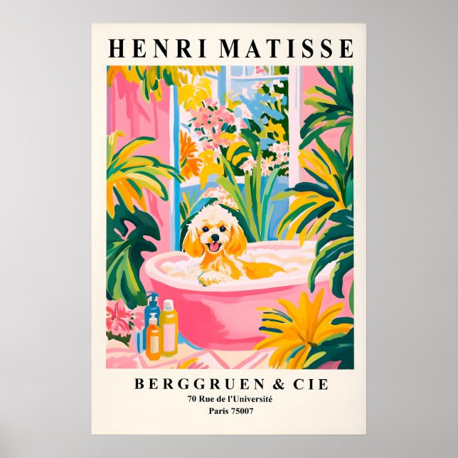 Poster Toy Poodle Art Pink Bathroom Print, Henri Matisse (Frente)