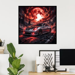 Poster Toyota Celica GT-S Sob uma Lua Carmesim