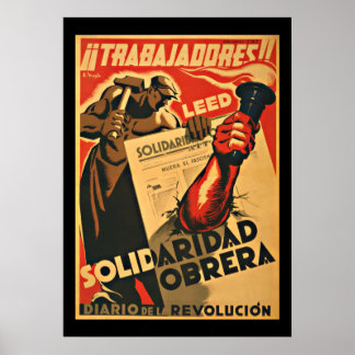PÔSTER TRABAJADDRES! TRABALHADORES - GUERRA CIVIL ESPANHO