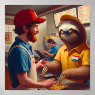 Poster Trabalhador de Comida Rápida Lenta