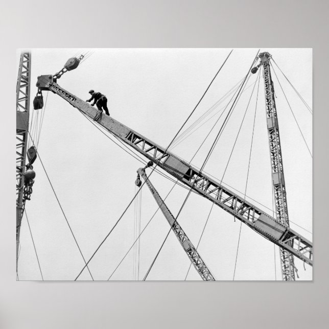 Poster Trabalhador de Construção Voando Alto (Frente)