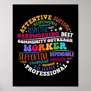 Poster Trabalhador de Extensão Comunitária Groovy de Volt