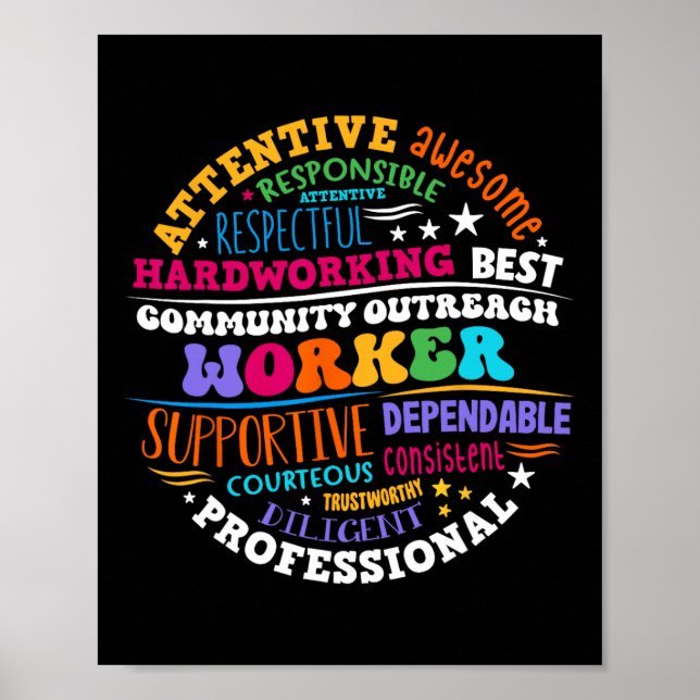 Poster Trabalhador de Extensão Comunitária Groovy de Volt (Frente)