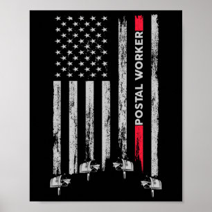 Poster Trabalhador Postal Vintage Usa Bandeira Americana