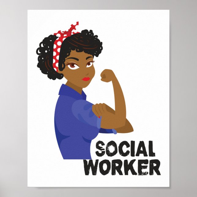 Poster Trabalhador Social Black Rosie The Riveter (Frente)
