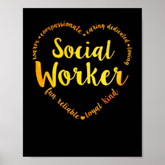 Poster Trabalhador Social Calor Cardíaco Cuidando Compaix