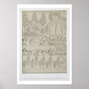 Pôster Trabalhadores com instrumentos e cordas para mover