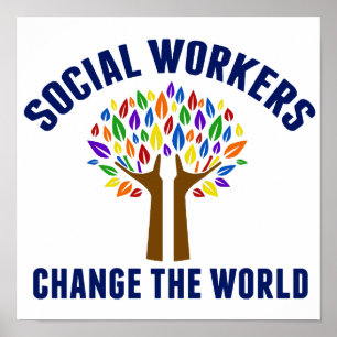 Poster Trabalhadores Sociais Mudam o Mundo Escritório de