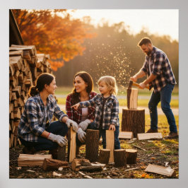 Poster Trabalhando juntos para empilhar madeira