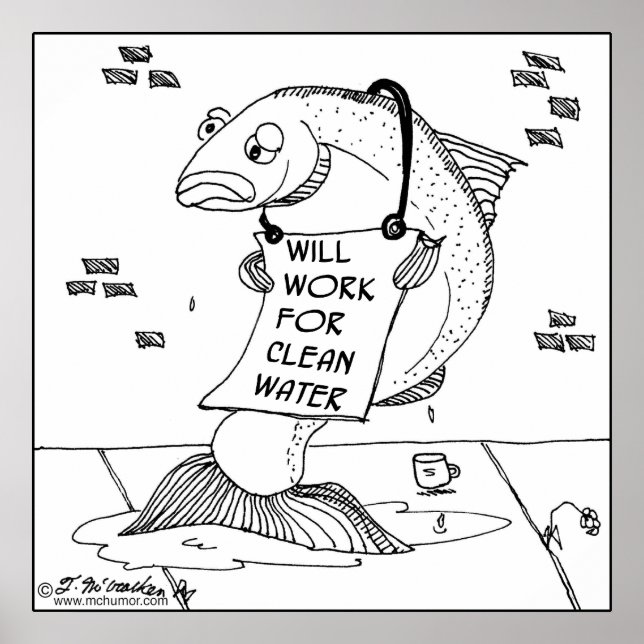 Poster Trabalhará Para Água Limpa (Frente)