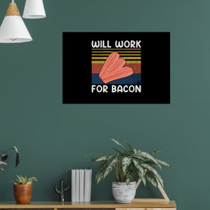 Poster Trabalhará para Bacon Vintage Style Pig Meat Pork