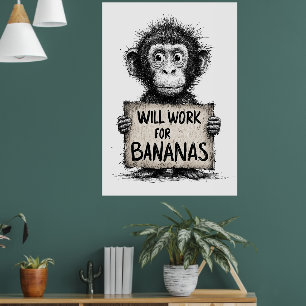 Poster Trabalhará por Bananas - Esboço Humorístico de Mac