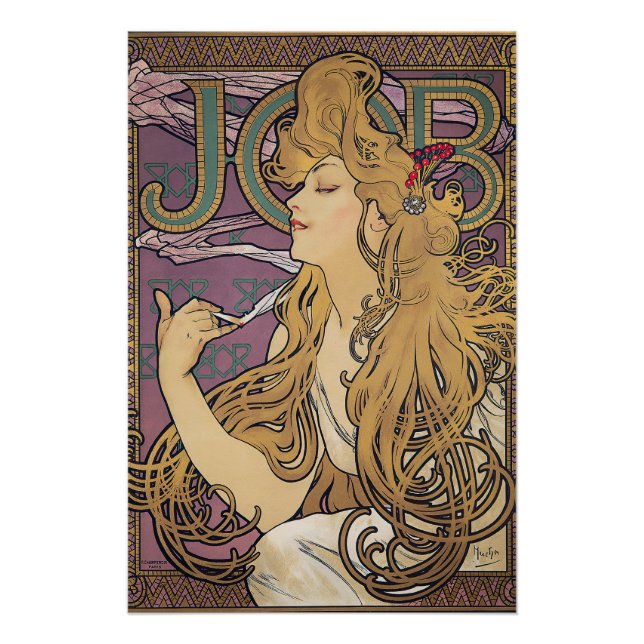 Pôster Trabalho (1896) de Alphonse Mucha (Frente)