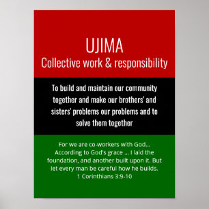Poster Trabalho Coletivo Moderno UJIMA Christian Kwanzaa