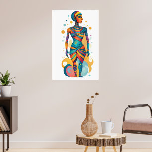 Poster Trabalho de arte Abstrato moderno com cores brilha